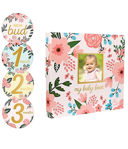 Pearhead Floral Baby's Memory Book & Sticker Set
