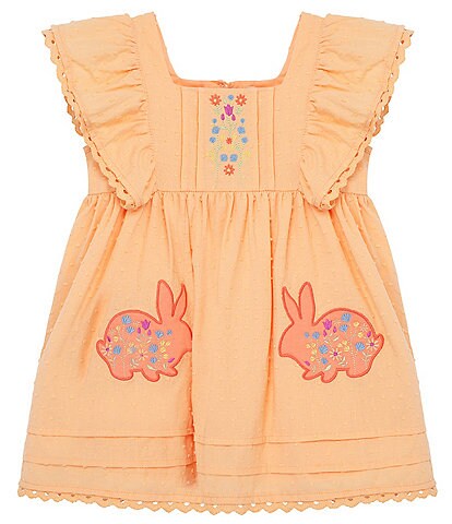 Peek Baby Girls 6-24 Months Bunny Embroidered Swiss Dot Dress
