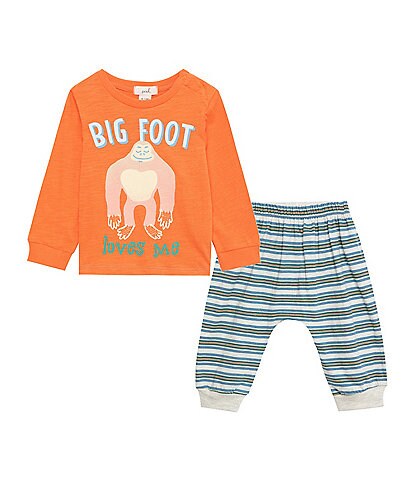 Peek Baby Boys 6-24 Months Big Foot Long Sleeve Tee & Stripe Pants Set