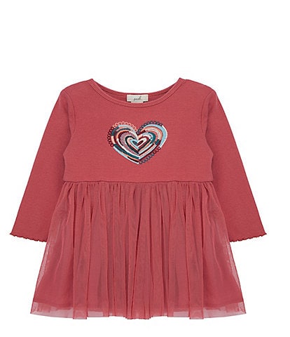Peek Baby Girls 6-24 Months Long Sleeve Embroidered Hearts Tulle Dress