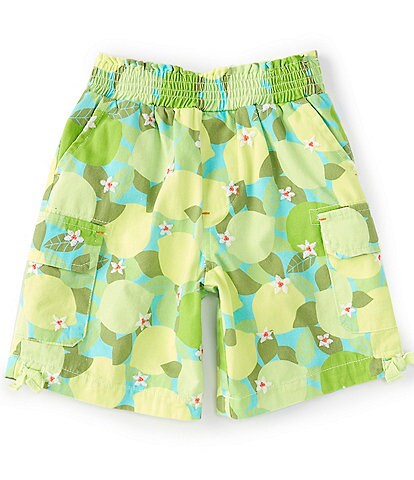 Peek Little Girls 2T-12 Lime Sky Camo Print Embroidered Shorts