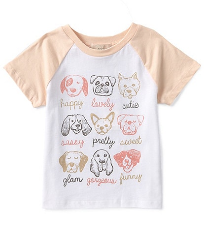 Peek Little/Big 2T-10 Girls Raglan Sleeve Dog Love Graphic T-Shirt