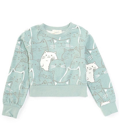 Peek Little/Big Girls 2T-10 Long-Sleeve Cat-Print Pullover Top