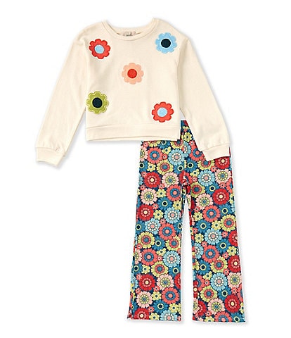 Peek Little/Big Girls 2T-10 Long Sleeve Flower-Motif Sweater & Allover Floral-Printed Pant Set