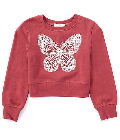 Peek Little/Big Girls 2T-10 Long Sleeve Lace-Butterfly-Design Top