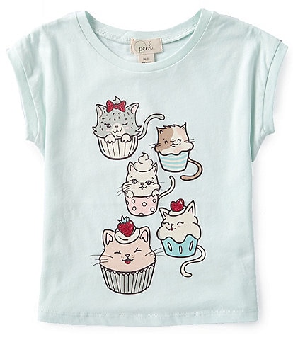 Peek Little/Big Girls 2T-10 Short Sleeve Cat Cakes Graphic T-Shirt