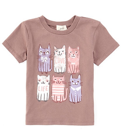 Peek Little/Big Girls 2T-10 Short Sleeve Happy Cat Graphic T-Shirt