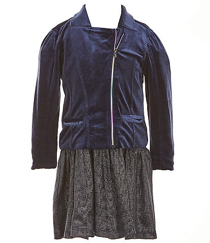 Peek Little/Big Girls 2T-12 Long Sleeve Notch Collar Jacket & Sleeveless Drop-Waist Dress Set