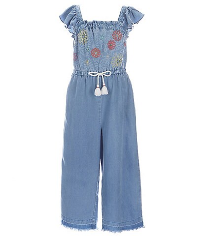 Peek Little/Big Girls 2T-12 Sleeveless Floral-Embroidered/Solid Jumpsuit