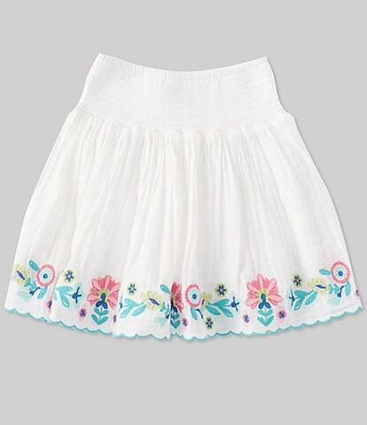 Peek Little/Big Girls 2T-12 Smocked Mesh Floral Embroidered Scallop Hem Skirt