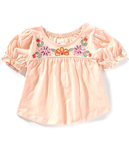Peek Little/Big Girls 2T-8 Short-Sleeve Embroidered-Yoke T-Shirt