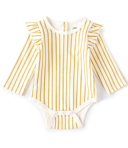 Pehr Baby Girls Newborn-12 Months Long-Sleeve Ruffle Stripes Away Bodysuit