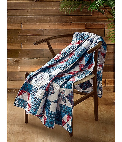 Peking Handicraft American Collection Star Patriotic Patchwork Printed Throw