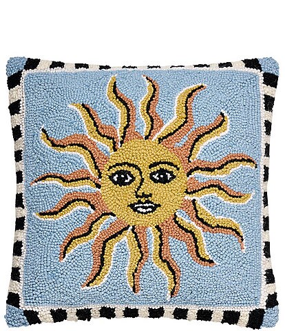 Peking Handicraft Celestial Sun Wool Hook Square Pillow