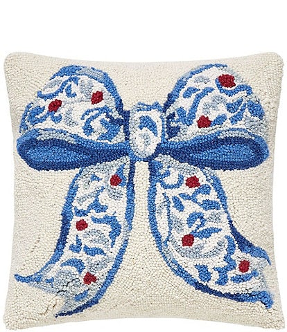 Peking Handicraft Chinoiserie Bow Wool Hook Pillow