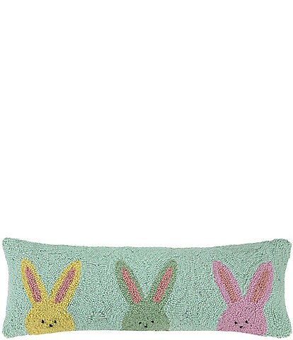 Peking Handicraft Easter Collection Three Peeps Bunnies Hooked Wool Bolster Pillow