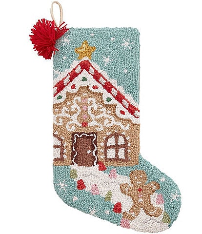 Peking Handicraft Gingerbread with Tassel Hooked Wool Holiday Stocking