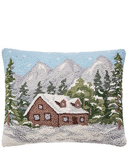 Peking Handicraft Holiday Collection Cabin Wool Hook Pillow