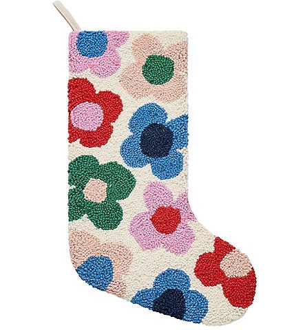 Peking Handicraft Holiday Collection Floral Toss Wool Hook Stocking