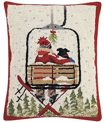 Peking Handicraft Holiday Collection Ski Lift Wool Hook Pillow