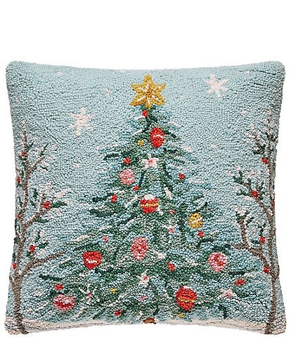 Peking Handicraft Holiday Collection Soft Christmas Tree Wool Hook Pillow