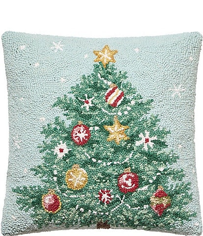 Peking Handicraft Holiday Collection Vintage Tree Wool Hook Pillow