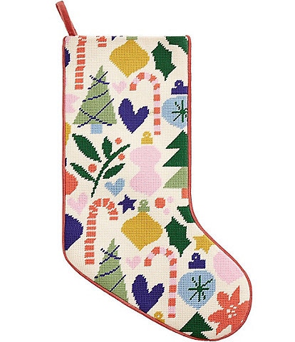 Peking Handicraft Holiday Icons Embroidered Needlepoint Stocking