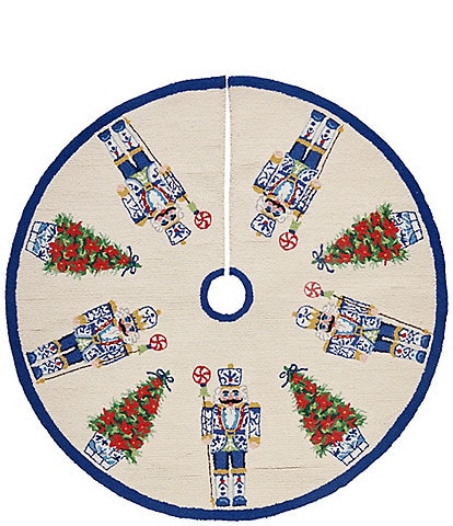 Peking Handicraft Holiday Nutcracker Chinoiserie Wool Hook Tree Skirt