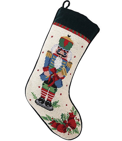 Peking Handicraft Nutcracker Melody Trumpet Needlepoint Holiday Stocking