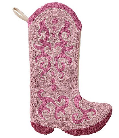Peking Handicraft Cowboy Boot Hooked Wool Holiday Stocking