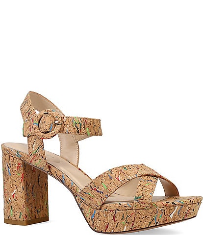Pelle Moda Andrei Cork Platform Block Heel Sandals