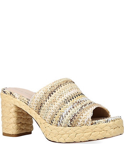 Pelle Moda Capree Woven Raffia Platform Espadrille Slide Sandals