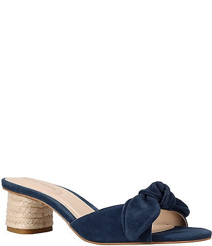 Pelle Moda Eaden Suede Bow Triangle Heel Slide Sandals