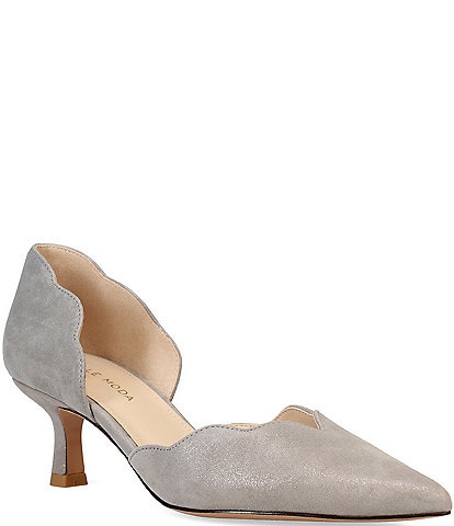 Pelle Moda Keala Shimmer Suede Scalloped Pumps