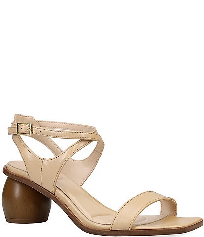 Pelle Moda Laika Leather Ankle Strap Wooden High Heel Sandals