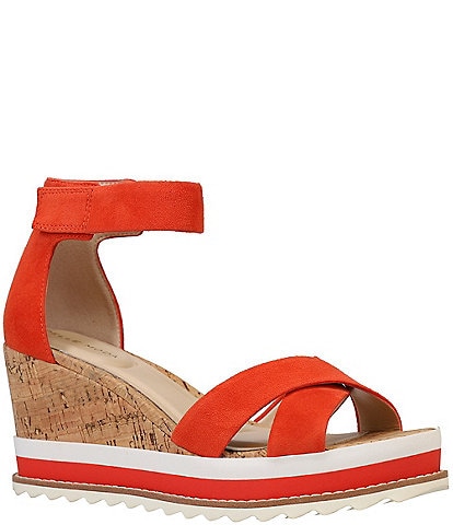Pelle Moda Westyn Kid Suede Ankle Wrap Wedge Sandals