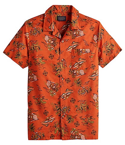 Pendleton Aloha Chili Palms Print Short Sleeve Woven Shirt