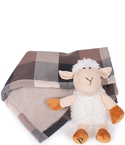 Pendleton Block Plaid Berber Pet Throw & Lamb Toy Gift Set