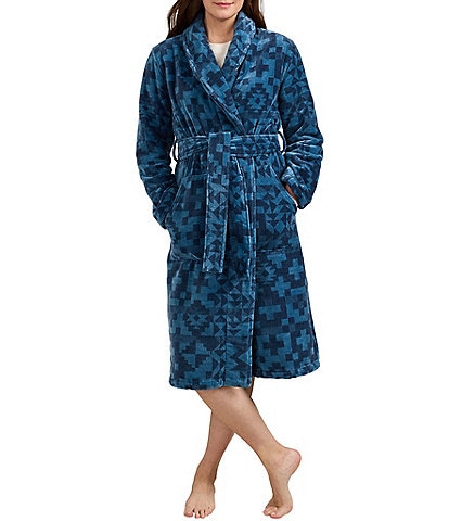 Pendleton Blue Ridge Print Cotton Terry Velour Cozy Long Robe