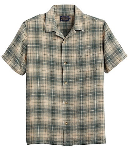 Pendleton Linen Camp Plaid Print Short Sleeve Shirt