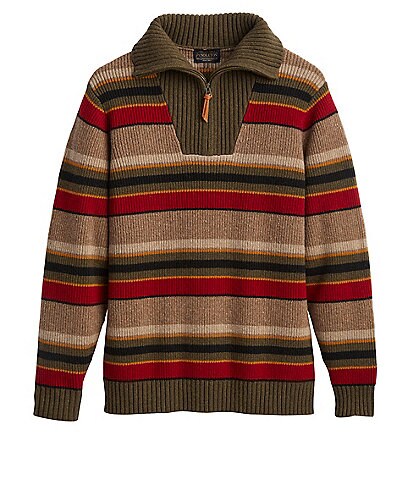 Pendleton Camp Stipe Merino Wool Quarter-Zip Sweater