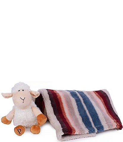 Pendleton Serape Rosewood Berber Pet Throw & Lamb Squeaky Plush Toy Gift Set