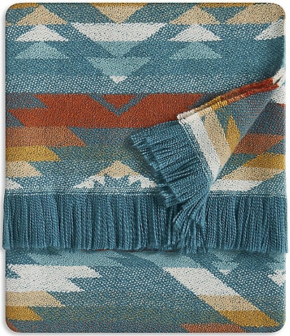 Pendleton Summerland Geometric Fringed Thrown Blanket
