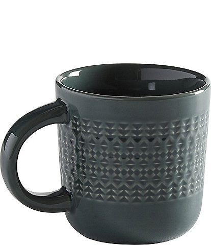 Pendleton Woven Balsam Stoneware Coffee Mugs, Set of 4
