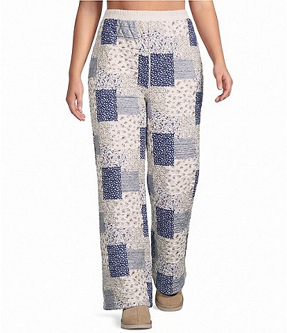 Perch by Blu Pepper Plus Size Multi-Floral Patchwork Quilted High Rise Coordinating Lounge Pants
