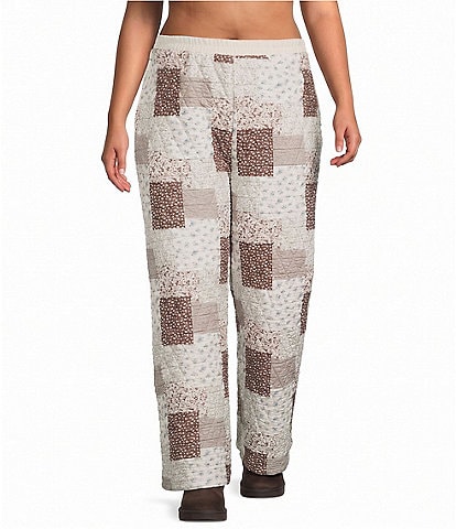 Perch by Blu Pepper Plus Size Multi-Floral Patchwork Quilted High Rise Coordinating Lounge Pants