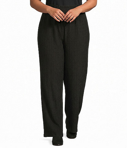 Perch by Blu Pepper Plus Size Textured Knit High Rise Straight Leg Pant