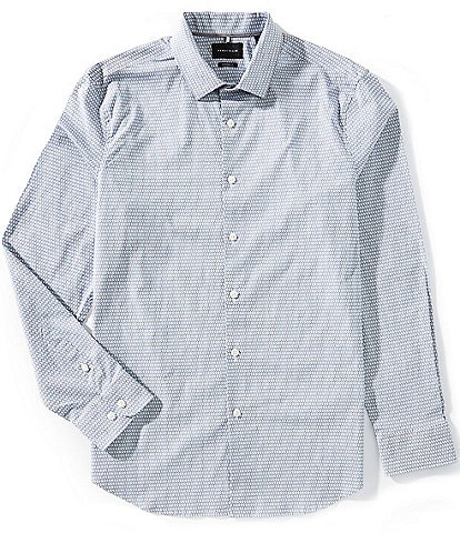 Perry Ellis Big & Tall Geo Print Stretch Long Sleeve Woven Shirt