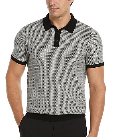 Perry Ellis Big & Tall Geo Short Sleeve Polo Sweater