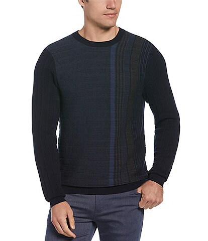 Perry Ellis Big & Tall Placed Vertical Stripe Sweater